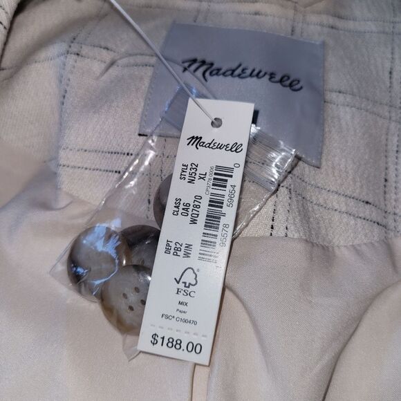 NWT Madewell The Plus Caldwell Double-Breasted Blazer in Ghent Plaid - Picture 9 of 10